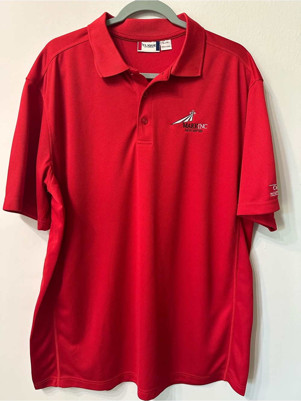 Clique Cutter & Buck Mens XL Polo Shirt Red Performance Polyester Short Sleeve